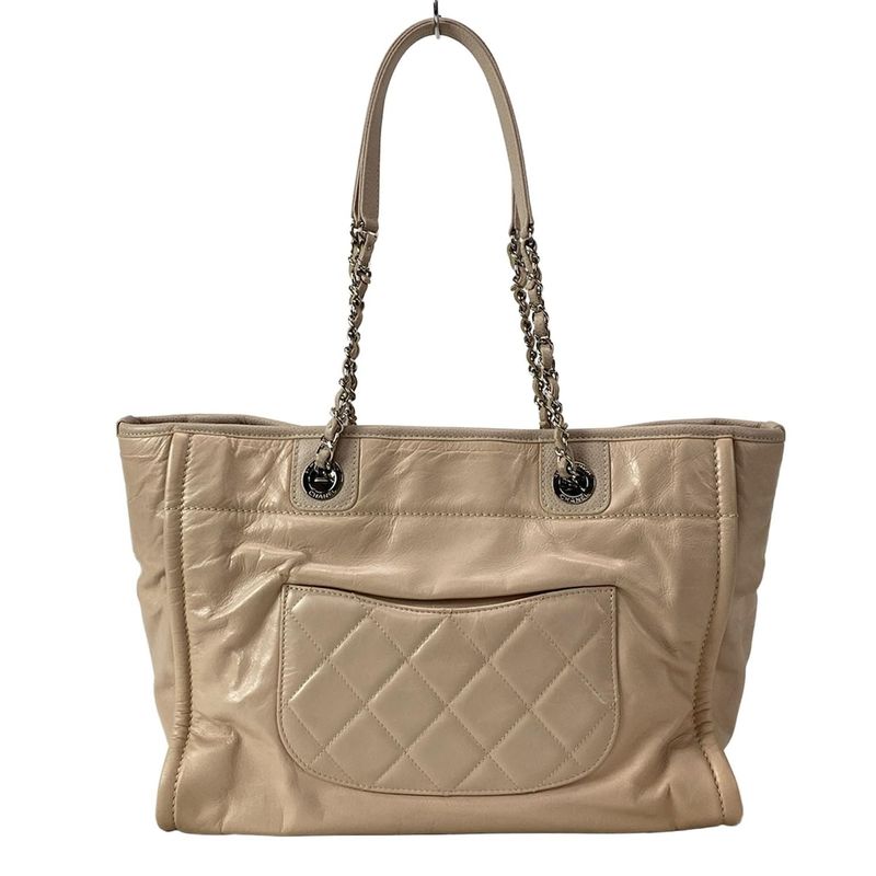 Chanel Tote Bag Deauville Line A93257 Pink Beige Chain Shoulder/silver Hardware