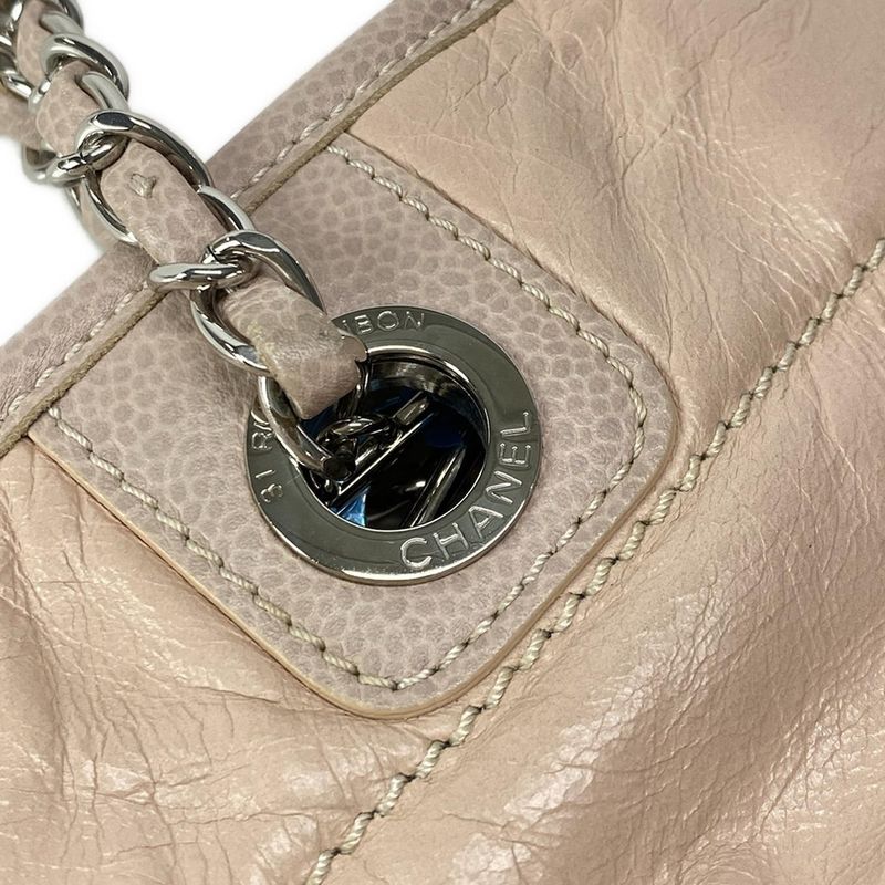 Chanel Tote Bag Deauville Line A93257 Pink Beige Chain Shoulder/silver Hardware