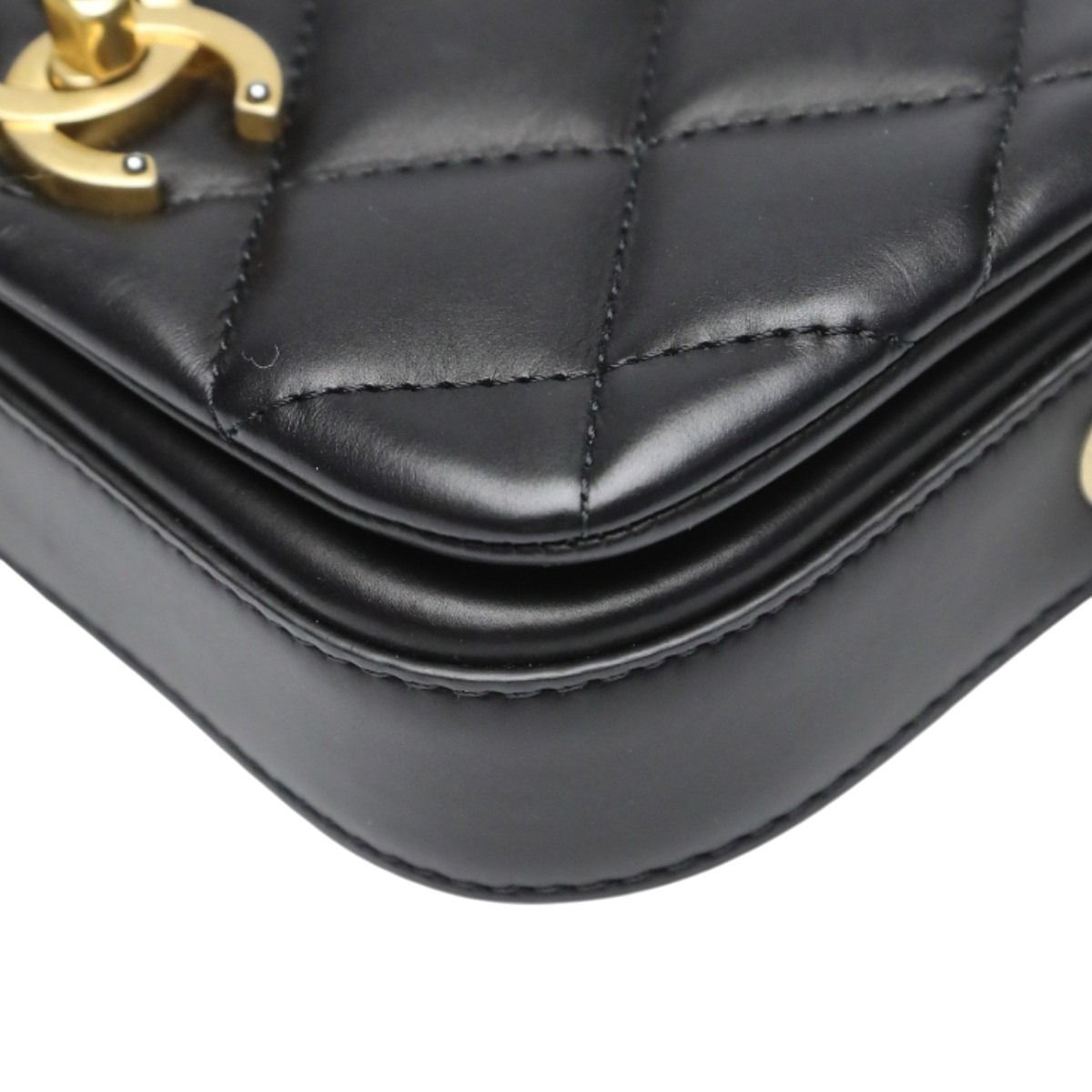 Chanel As2011 Lambskin Chain Shoulder Bag Quilted Black