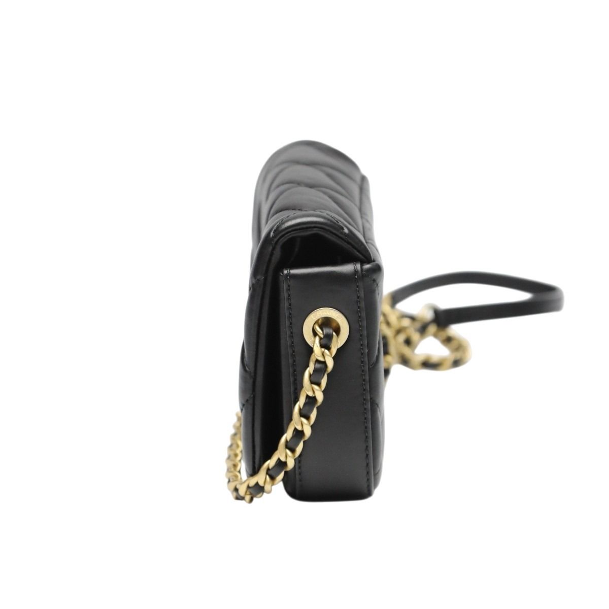 Chanel As2011 Lambskin Chain Shoulder Bag Quilted Black