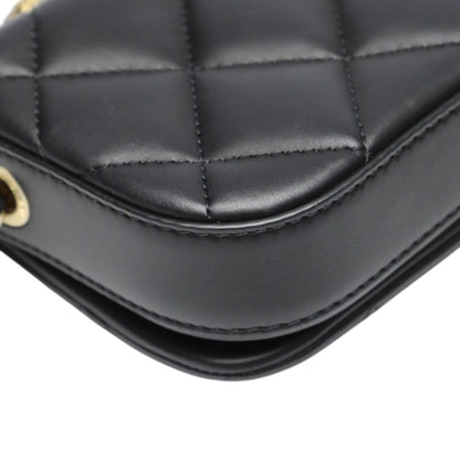 Chanel As2011 Lambskin Chain Shoulder Bag Quilted Black