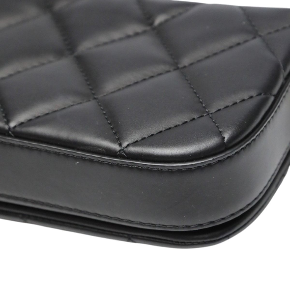 Chanel As2011 Lambskin Chain Shoulder Bag Quilted Black