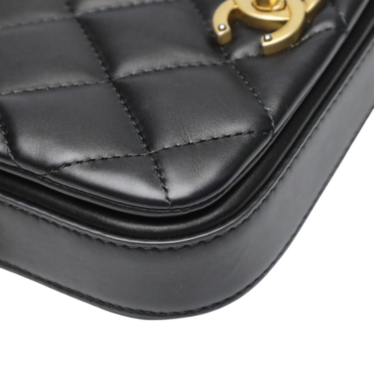 Chanel As2011 Lambskin Chain Shoulder Bag Quilted Black