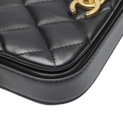 Chanel As2011 Lambskin Chain Shoulder Bag Quilted Black