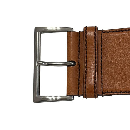 Prada Belt 75/30 - Brown And Silver Leather