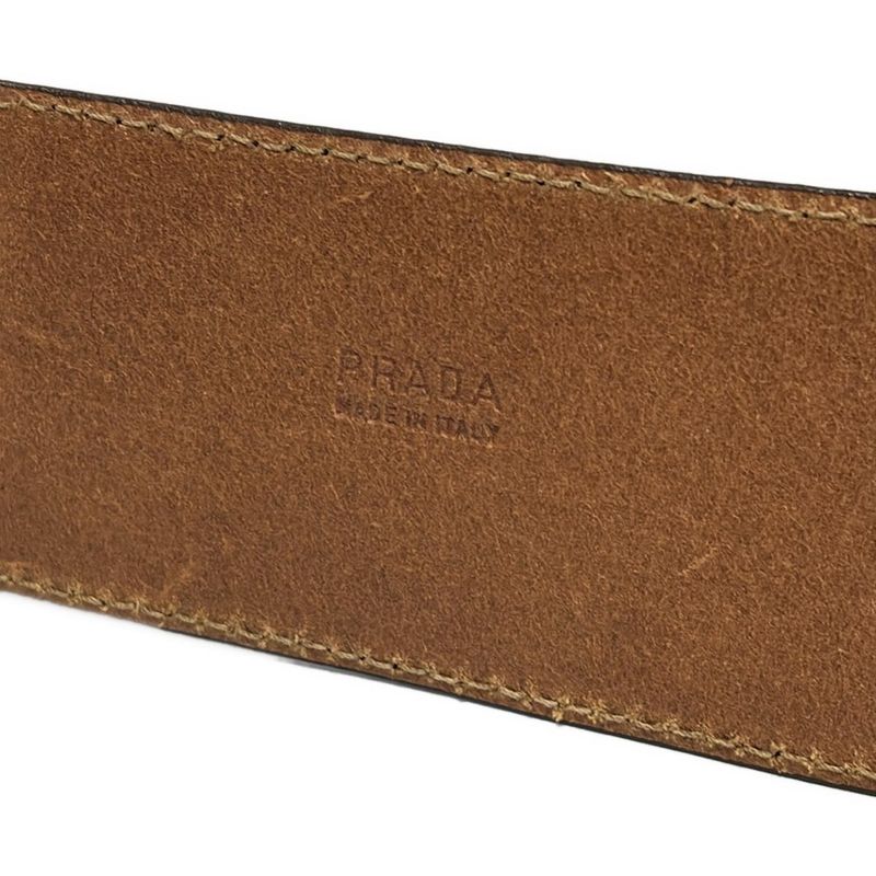 Prada Belt 75/30 - Brown And Silver Leather
