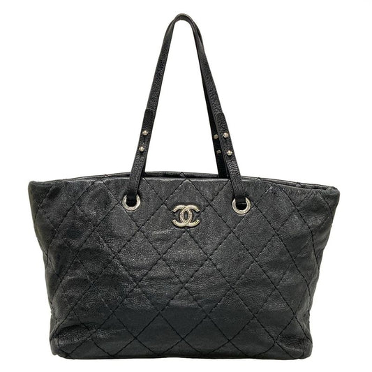 Chanel Shoulder Bag On The Road/wild Stitch Black Silver Hardware