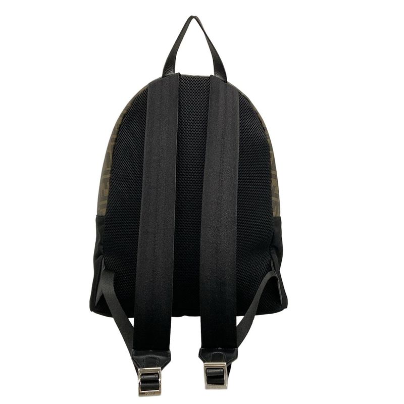 Fendi Backpack Sac Zucca Pattern 7vz042 Black X Beige X Multi Leather