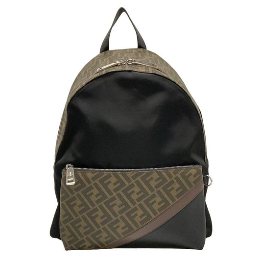 Fendi Backpack Sac Zucca Pattern 7vz042 Black X Beige X Multi Leather