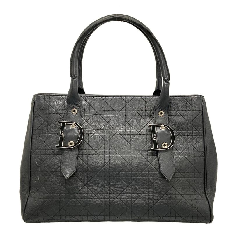 Dior/christian Dior Tote Bag Canage Stitch Black Leather