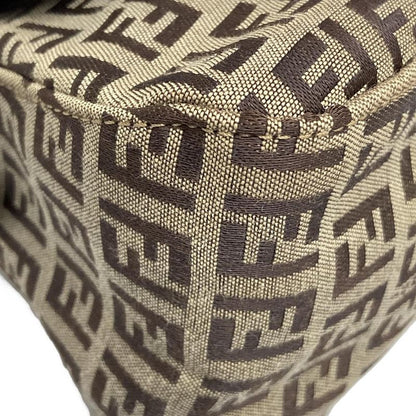 Fendi Handbag Mamma Bucket/zucchino Pattern 8br180 Beige And Dark Brown Mini