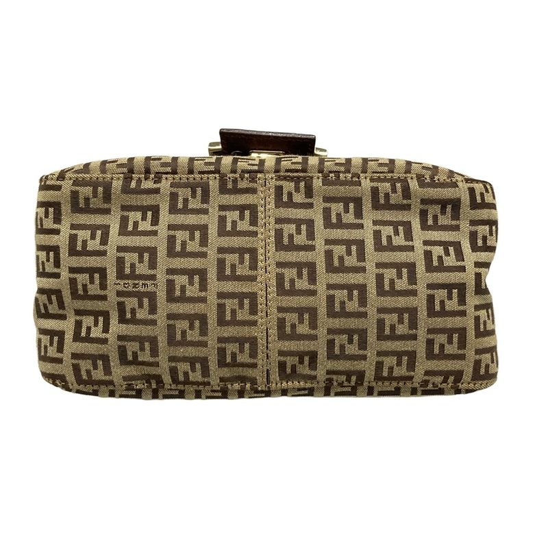 Fendi Handbag Mamma Bucket/zucchino Pattern 8br180 Beige And Dark Brown Mini