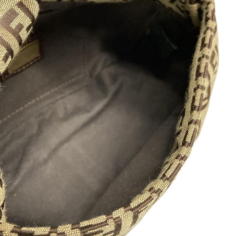 Fendi Handbag Mamma Bucket/zucchino Pattern 8br180 Beige And Dark Brown Mini