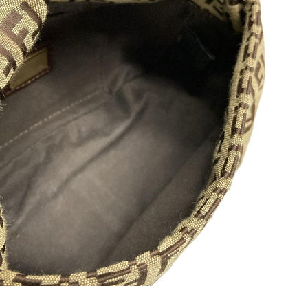 Fendi Handbag Mamma Bucket/zucchino Pattern 8br180 Beige And Dark Brown Mini