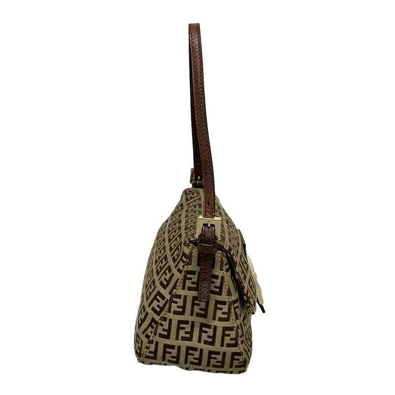 Fendi Handbag Mamma Bucket/zucchino Pattern 8br180 Beige And Dark Brown Mini