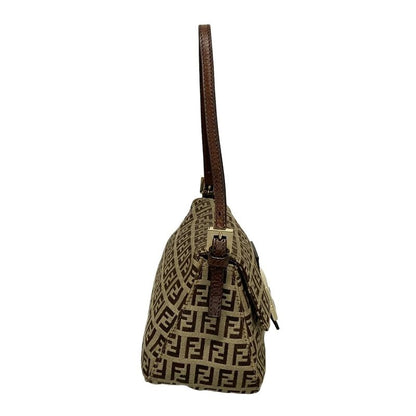 Fendi Handbag Mamma Bucket/zucchino Pattern 8br180 Beige And Dark Brown Mini