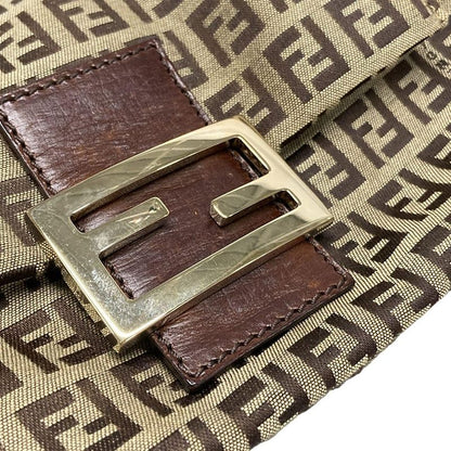 Fendi Handbag Mamma Bucket/zucchino Pattern 8br180 Beige And Dark Brown Mini
