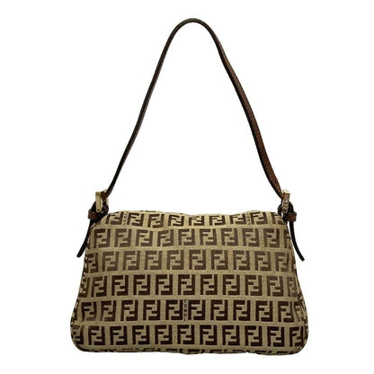 Fendi Handbag Mamma Bucket/zucchino Pattern 8br180 Beige And Dark Brown Mini
