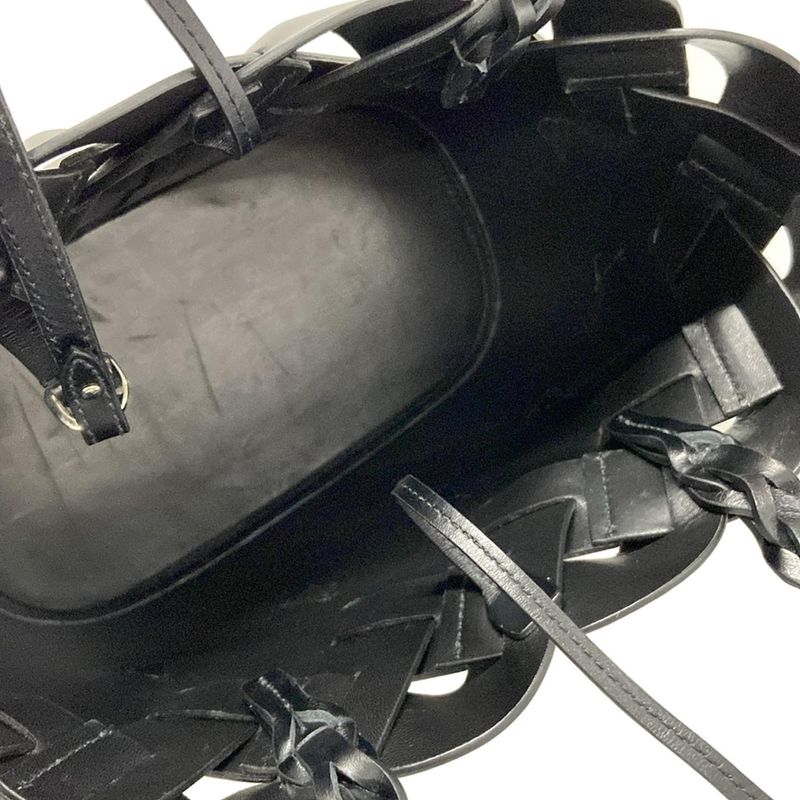 Prada Tote Bag Vittero Intrecciato 1bg318 Black Leather