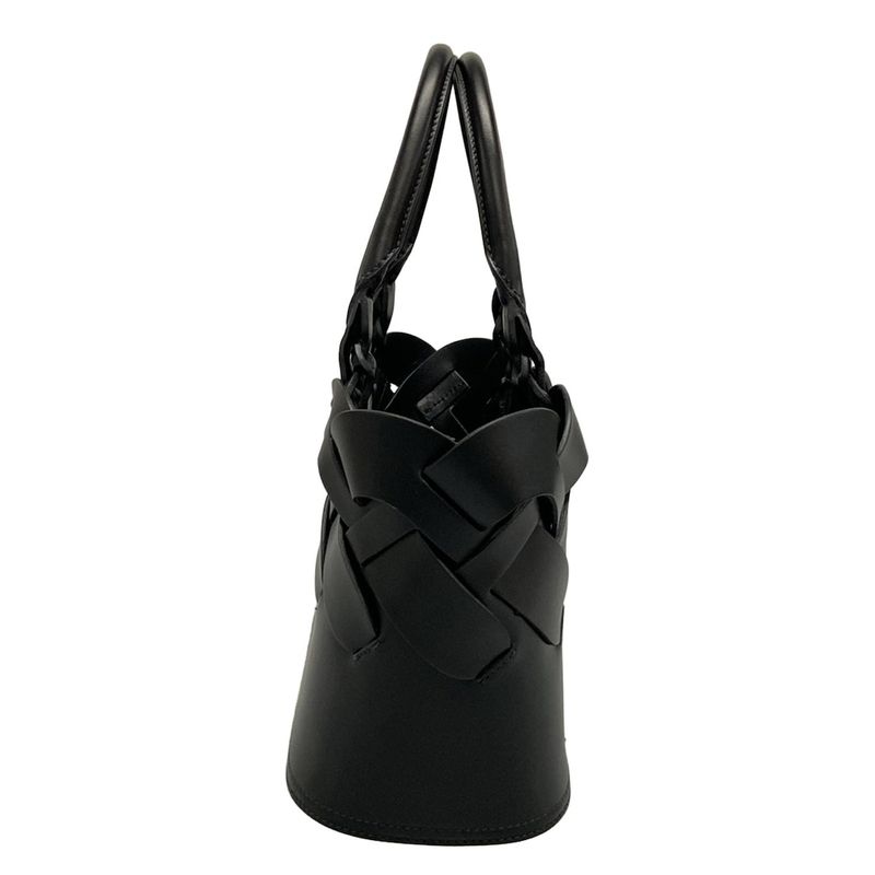 Prada Tote Bag Vittero Intrecciato 1bg318 Black Leather