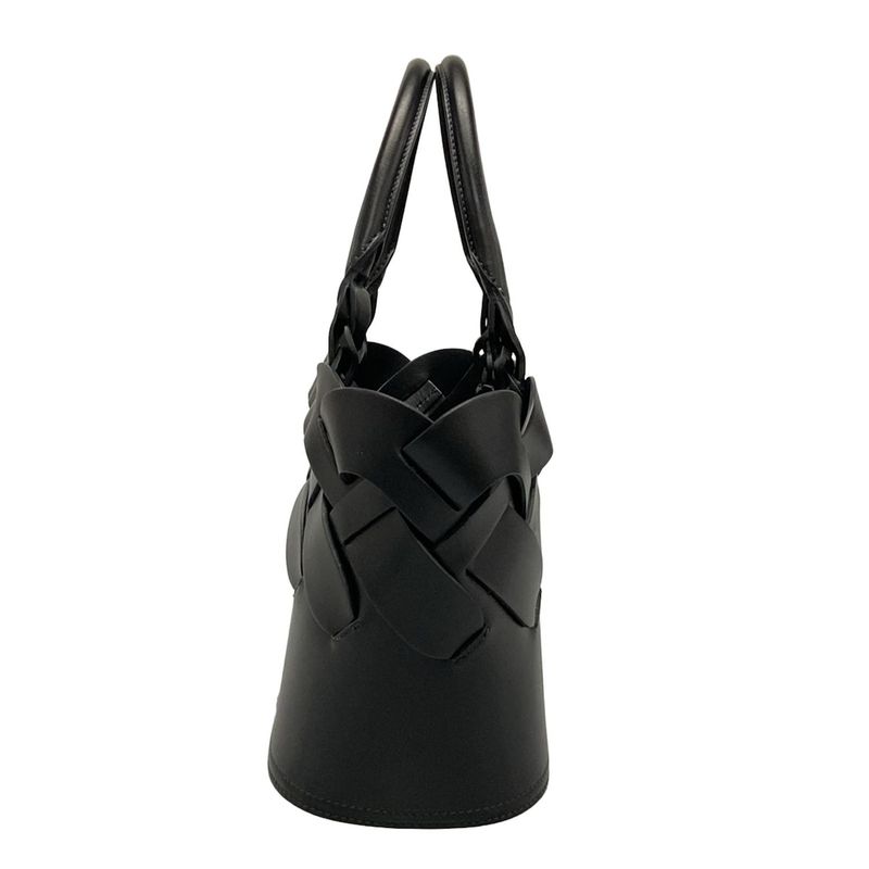 Prada Tote Bag Vittero Intrecciato 1bg318 Black Leather