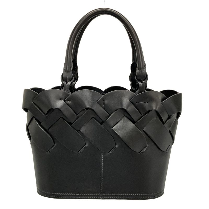 Prada Tote Bag Vittero Intrecciato 1bg318 Black Leather