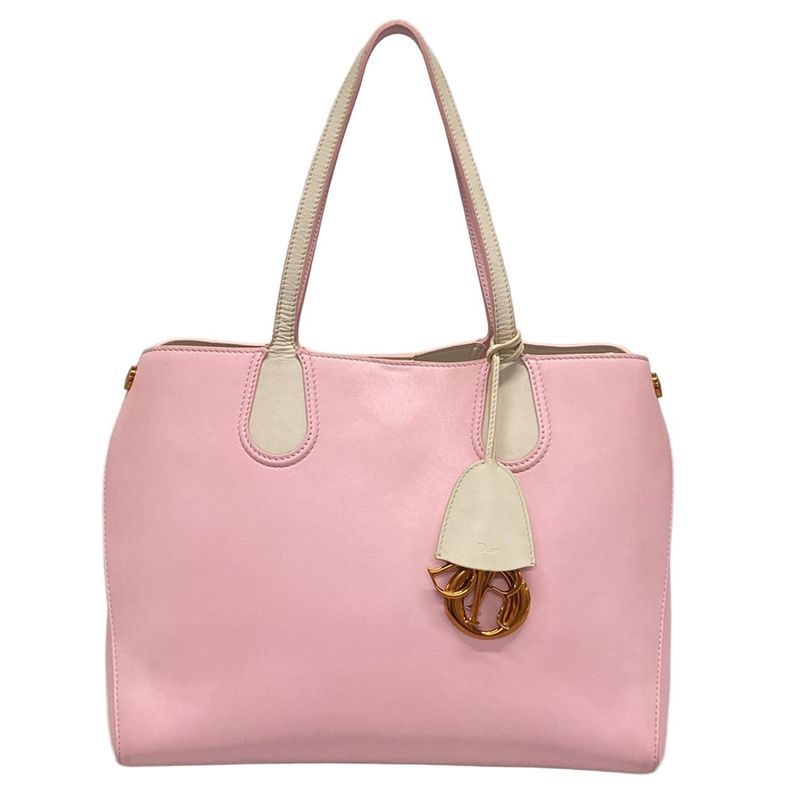 Dior/christian Dior Addict Tote Bag Light Pink And Ivory Leather