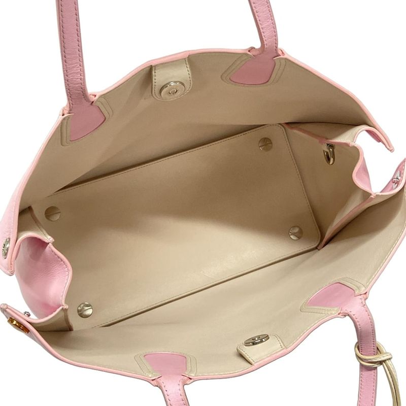 Dior/christian Dior Addict Tote Bag Light Pink And Ivory Leather