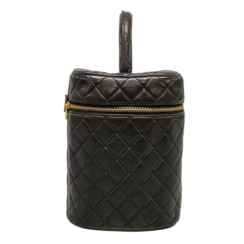 Chanel Vanity Bag Matelasse Black Gold Hardware Lambskin