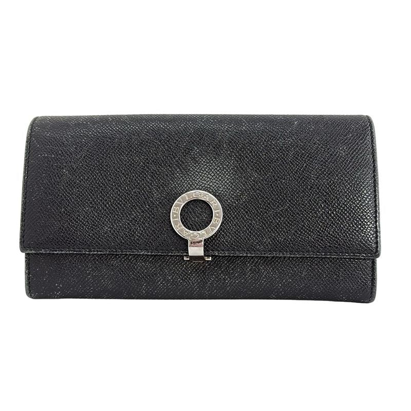 Bvlgari Long Wallet Bvlgari 30414 Black Leather