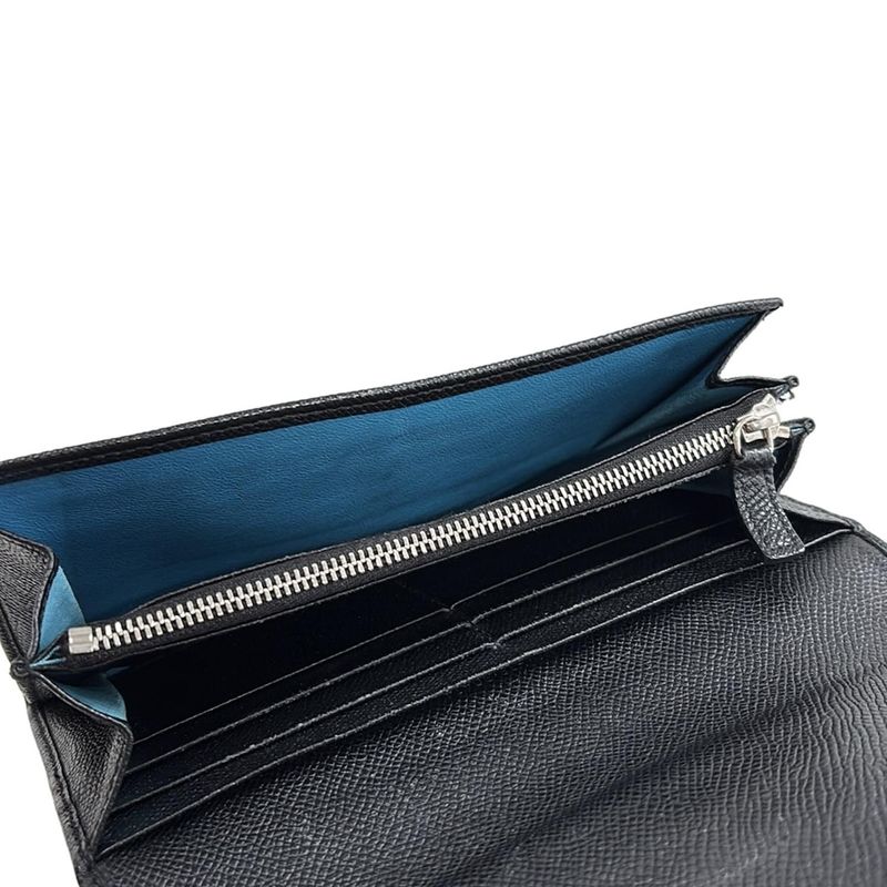 Bvlgari Long Wallet Bvlgari 30414 Black Leather