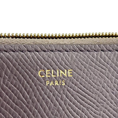 Celine Long Wallet - Gray Beige Round Zipper Leather