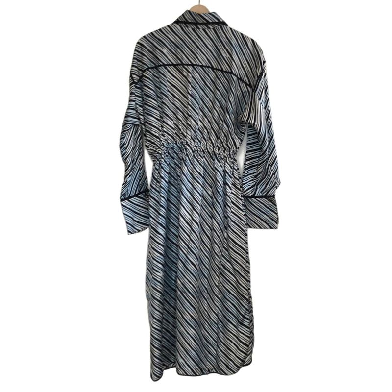 Fendi Dress Size 40 M Women - Light Blue White And Black Regular Collar Long