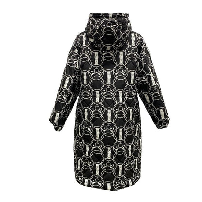 Hermes Down Coat Size 3 L Women - 2h0158d4 Black X White X Gray Long Sleeves /