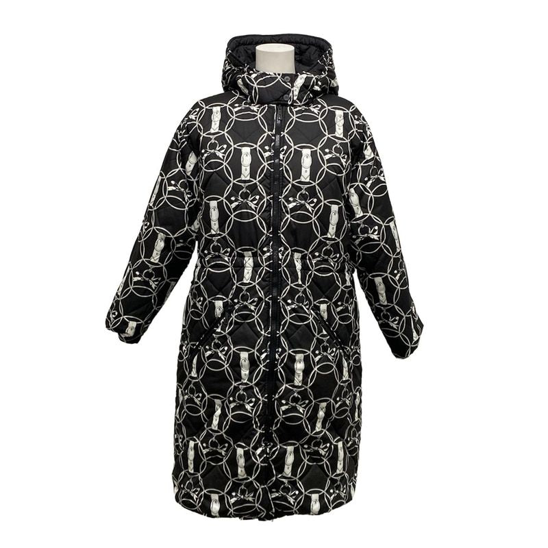 Hermes Down Coat Size 3 L Women - 2h0158d4 Black X White X Gray Long Sleeves /