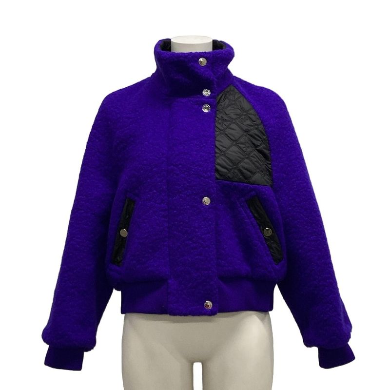 Hermes Blouson Size 40 M Women - 3h0130dm Purple And Black Long Sleeves/quilted/