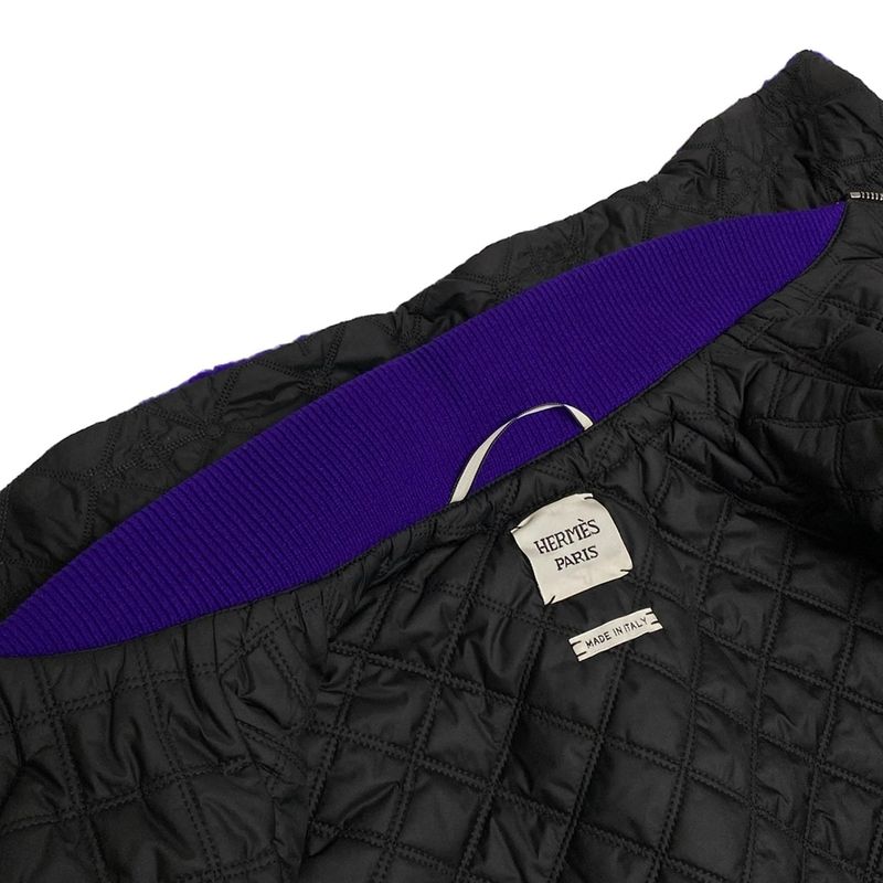 Hermes Blouson Size 40 M Women - 3h0130dm Purple And Black Long Sleeves/quilted/