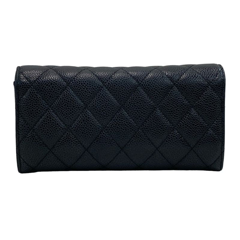 Chanel Long Wallet Matelasse Black Silver Hardware