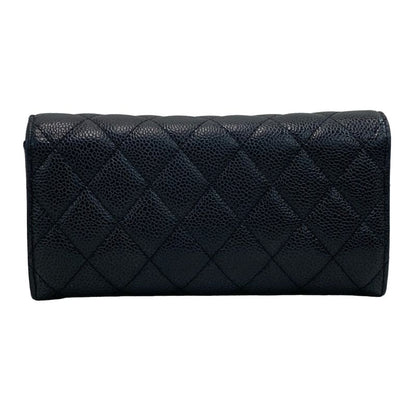 Chanel Long Wallet Matelasse Black Silver Hardware
