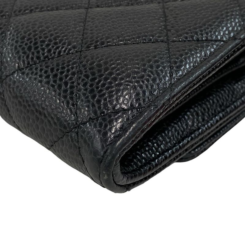 Chanel Long Wallet Matelasse Black Silver Hardware