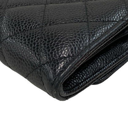 Chanel Long Wallet Matelasse Black Silver Hardware