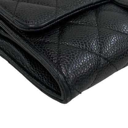 Chanel Long Wallet Matelasse Black Silver Hardware