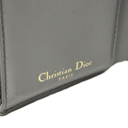 Dior/christian Dior Trifold Wallet 30 Montaigne Lotus Wallet Gray Leather