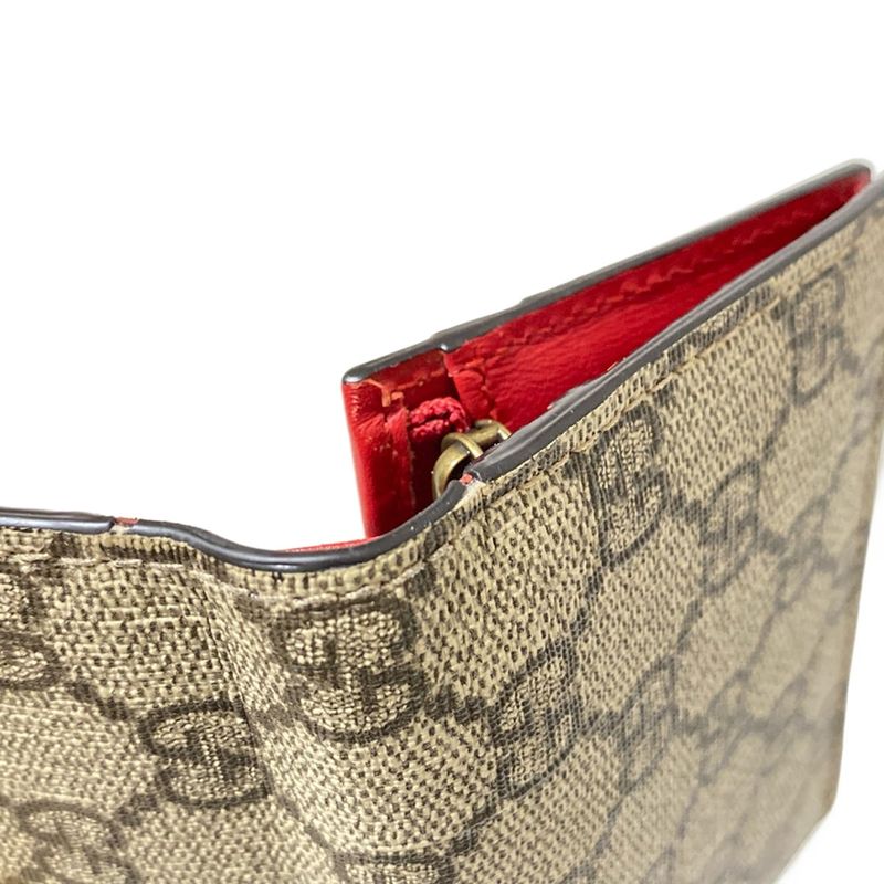 Gucci Bifold Wallet In Cherry GG Plus And GG Supreme 476050 Beige Dark Brown