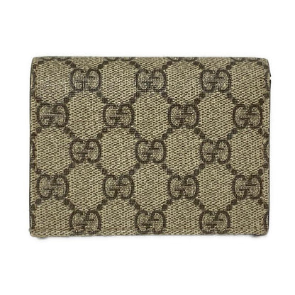 Gucci Bifold Wallet In Cherry GG Plus And GG Supreme 476050 Beige Dark Brown