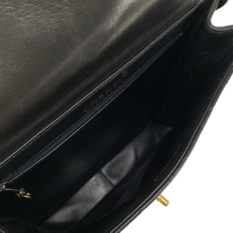 Chanel Shoulder Bag Double Facematelasse Black Gold Hardware Lambskin