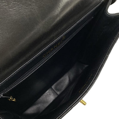 Chanel Shoulder Bag Double Facematelasse Black Gold Hardware Lambskin