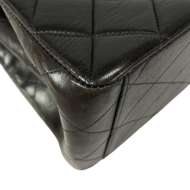 Chanel Shoulder Bag Double Facematelasse Black Gold Hardware Lambskin