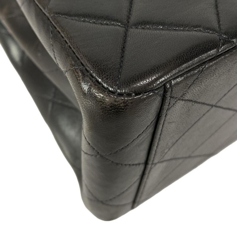 Chanel Shoulder Bag Double Facematelasse Black Gold Hardware Lambskin