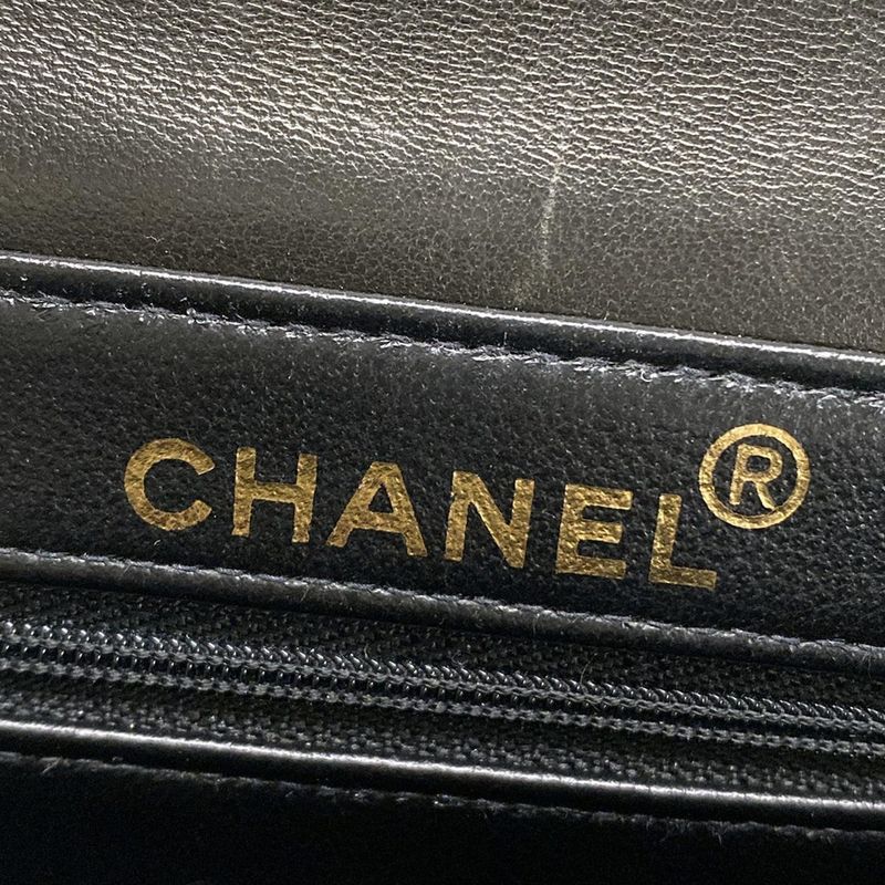 Chanel Shoulder Bag Double Facematelasse Black Gold Hardware Lambskin